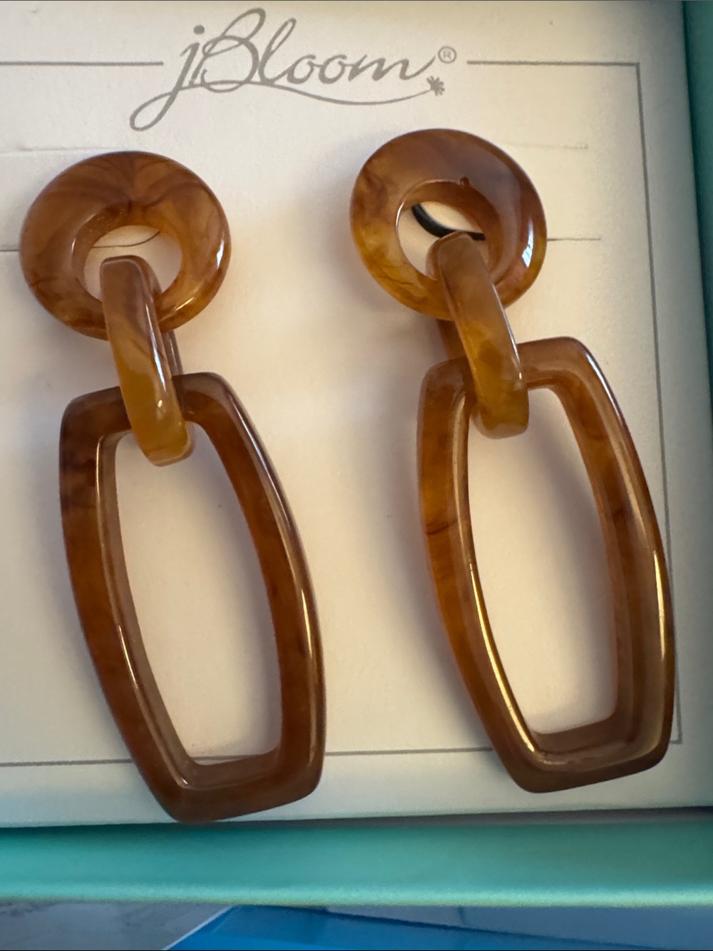 bloom Brown Resin Link Drop Earrings Women’s Trendy Fashion Jewelry